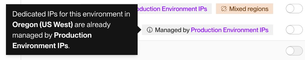 An environment already managed by another dedicated IP set