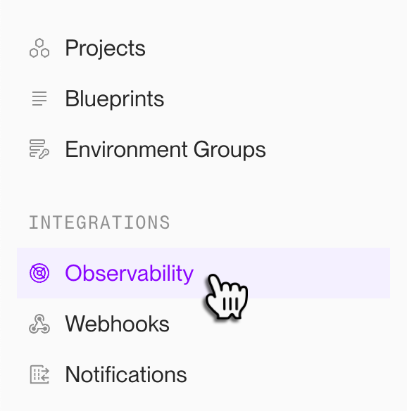 Selecting Observability in the Render Dashboard
